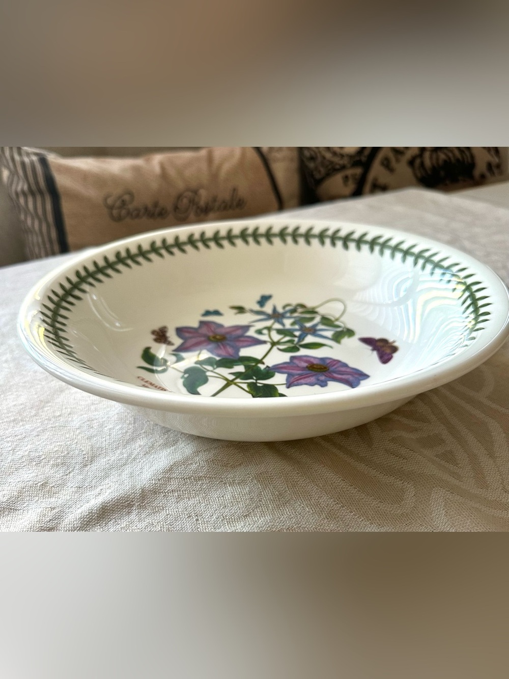 Portmeirion Botanic Garden 10.5” Rim Soup Pasta Bowl Clematis Florida England - Picture 3 of 7